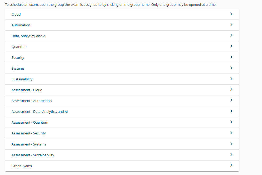 list of exam groups